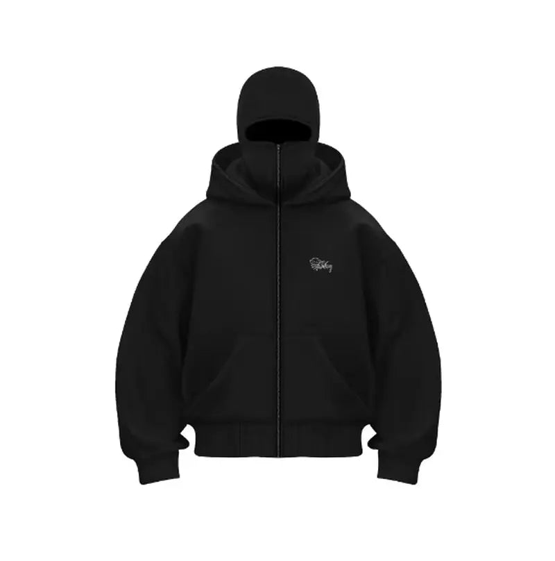 Men and Women Balaclava Y2K Gothic Harajuku Autumn and Winter New Item Double Hooded Sweatshirt Men'S Mask Zipper Sportswear